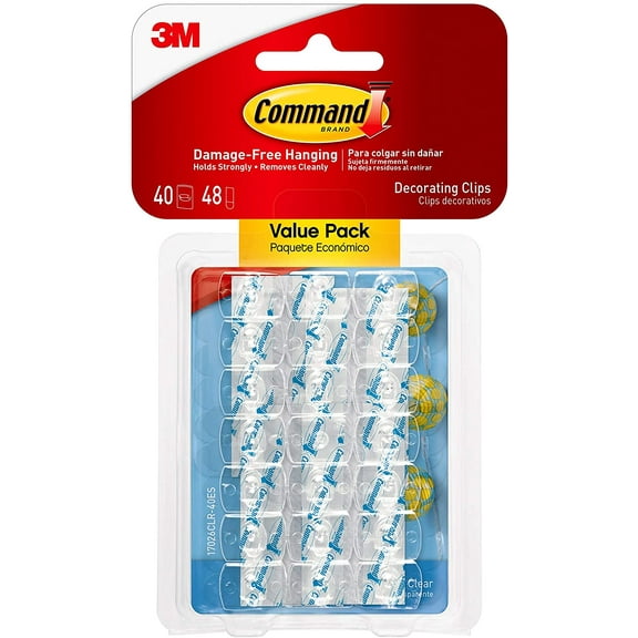 Command Small Decorating Clips, Mini Light Clips, Clear, 40-Clips/Pack, 4-Packs, Decorate Damage-Free