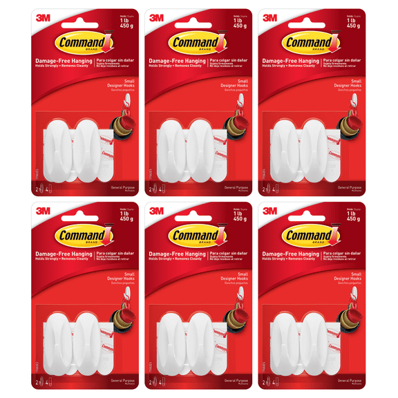 Command Small Designer Hooks: (White) [12-pack] 17082ES