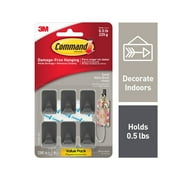Command Small Matte Black Hooks, 6 Wall Hooks