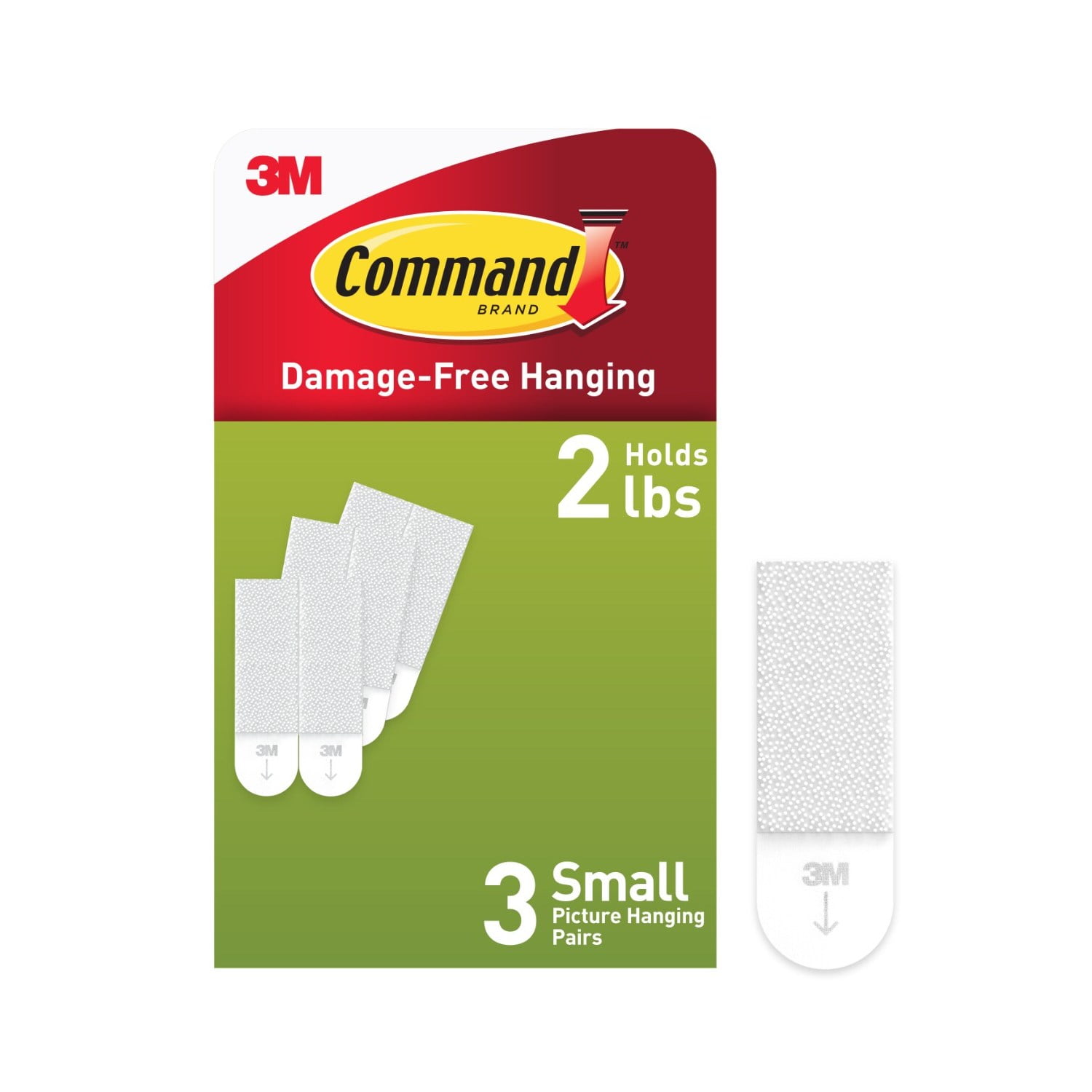 Command Small Picture Hanging Strips, White, Damage Free Decorating, 3 Pairs