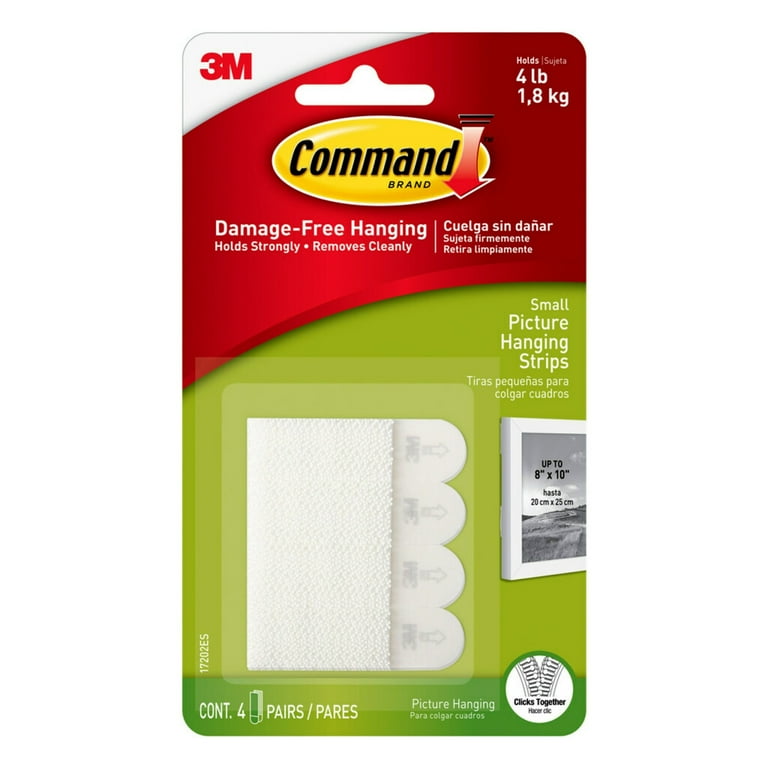 Command Self Adhesive Picture Hanging Strips White Small 4 Sets Pack Walmart