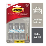 Command Small Stainless Steel Metal Hooks, 6 Hooks, 8 Strips/Pack