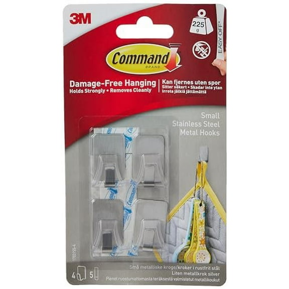 Command Small Stainless Steel Metal Hooks, One Size
