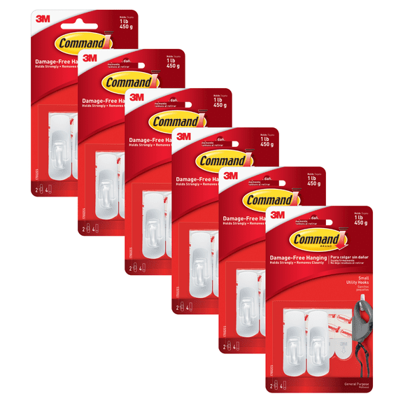 Command Small Utility Hooks [Removable]: (White) [12-pack]