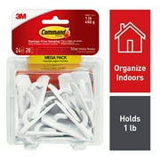 Command Small Utility Hooks, White, Damage Free Organizing, 24 Hooks and 28 Command Strips