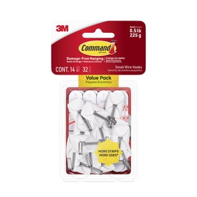 Command Small Wire Toggle Hooks, White, Damage Free Organizing, 14 Hooks