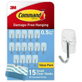 Command Small Wire Toggle Hooks, Clear, Damage Free Decorating, 15 Hooks