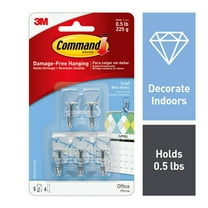 Command Small Wire Toggle Hooks, Clear, Damage Free Decorating, Five Hooks