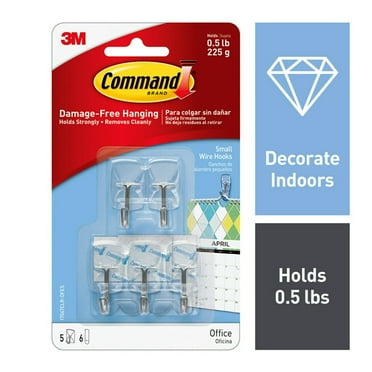 Command Small Wire Toggle Hooks, Clear, Damage Free Decorating, Five Hooks