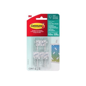 Command Small Wire Toggle Hooks, Clear, Damage Free Decorating, Four Hooks