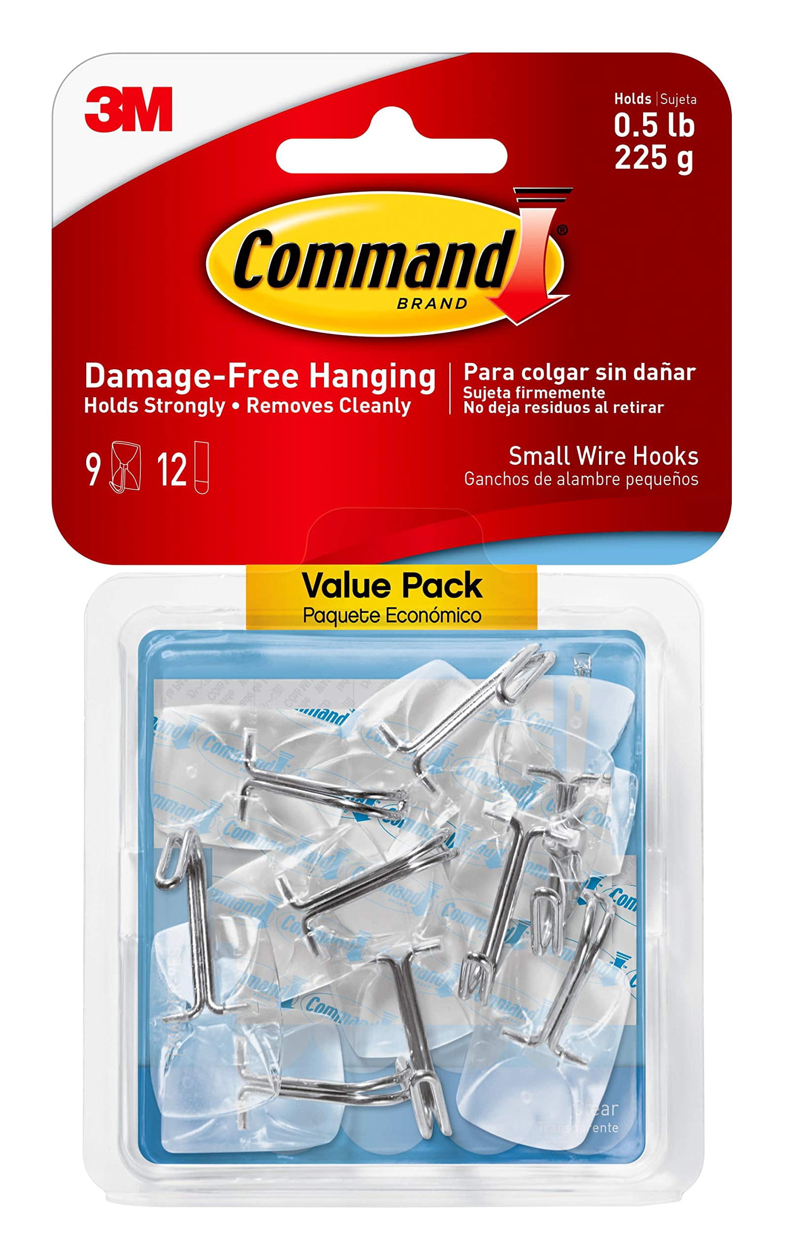 Command Small Wire Toggle Hooks, Damage Free Hanging Wall Hooks with Adhesive Strips, No Tools Wall Hooks for Hanging Decorations in Living Spaces, 36 Clear Hooks and 48 Command Strips