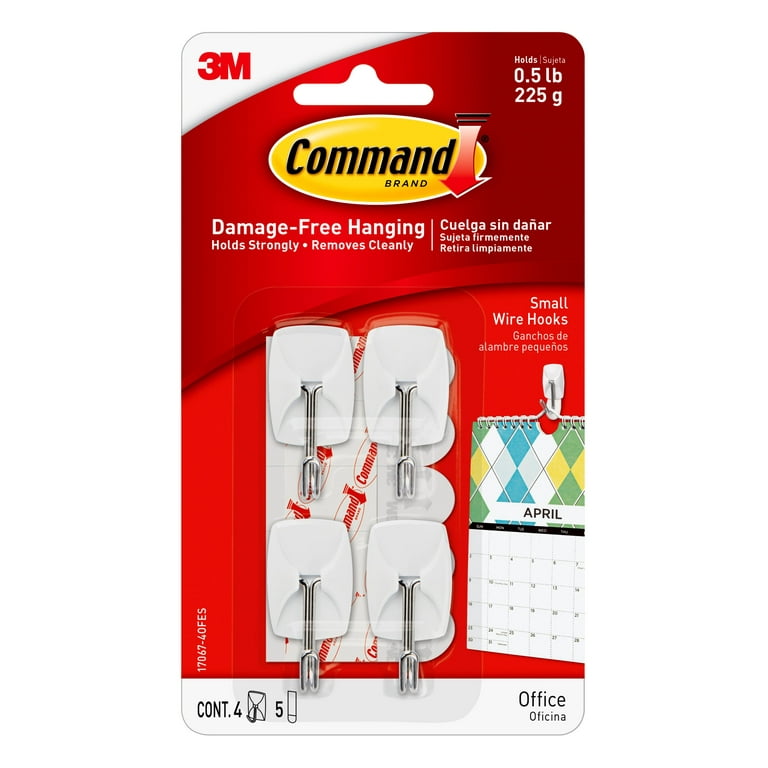 Command Small Wire Toggle Hooks, White, Damage Free Organizing, 4