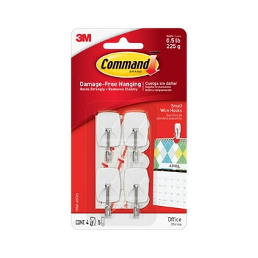 Command Small Wire Toggle Hooks, White, Damage Free Organizing, 4 Hooks and 5 Strips