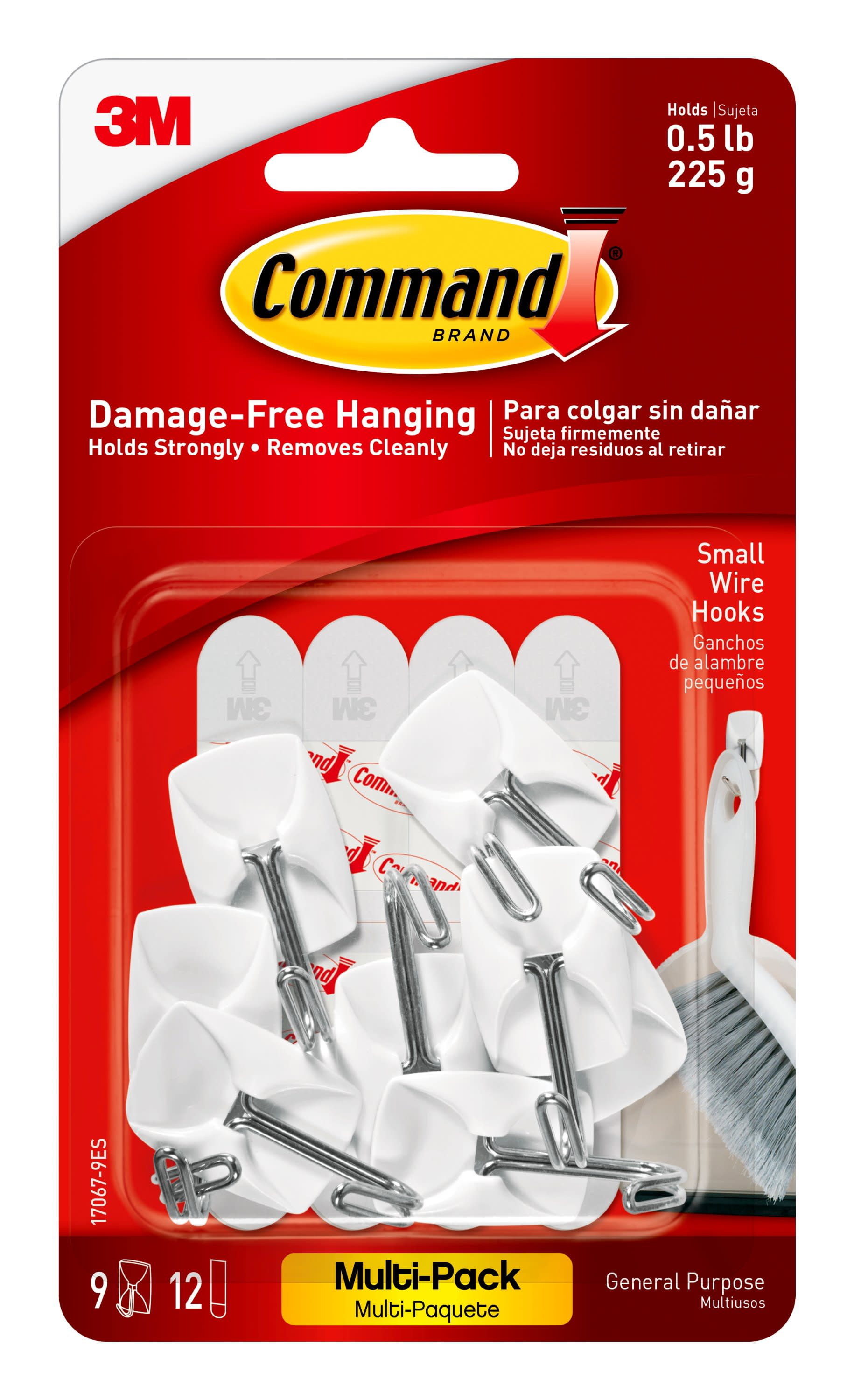Command Small Wire Toggle Hooks, White, Damage Free Organizing, 14 Hooks  and 24 Strips 