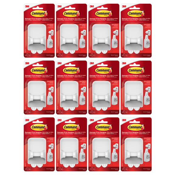 Command Spray Bottle Hangers [Removable]: 1-pack (White) [12-sets]