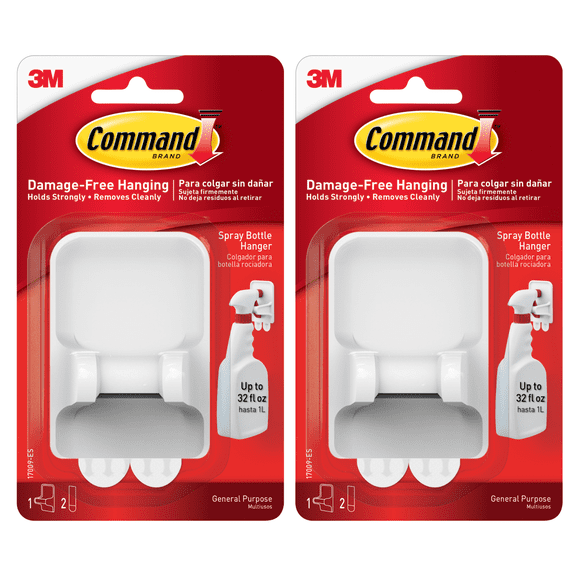 Command Spray Bottle Hangers [Removable]: 1-pack (White) [2-sets]