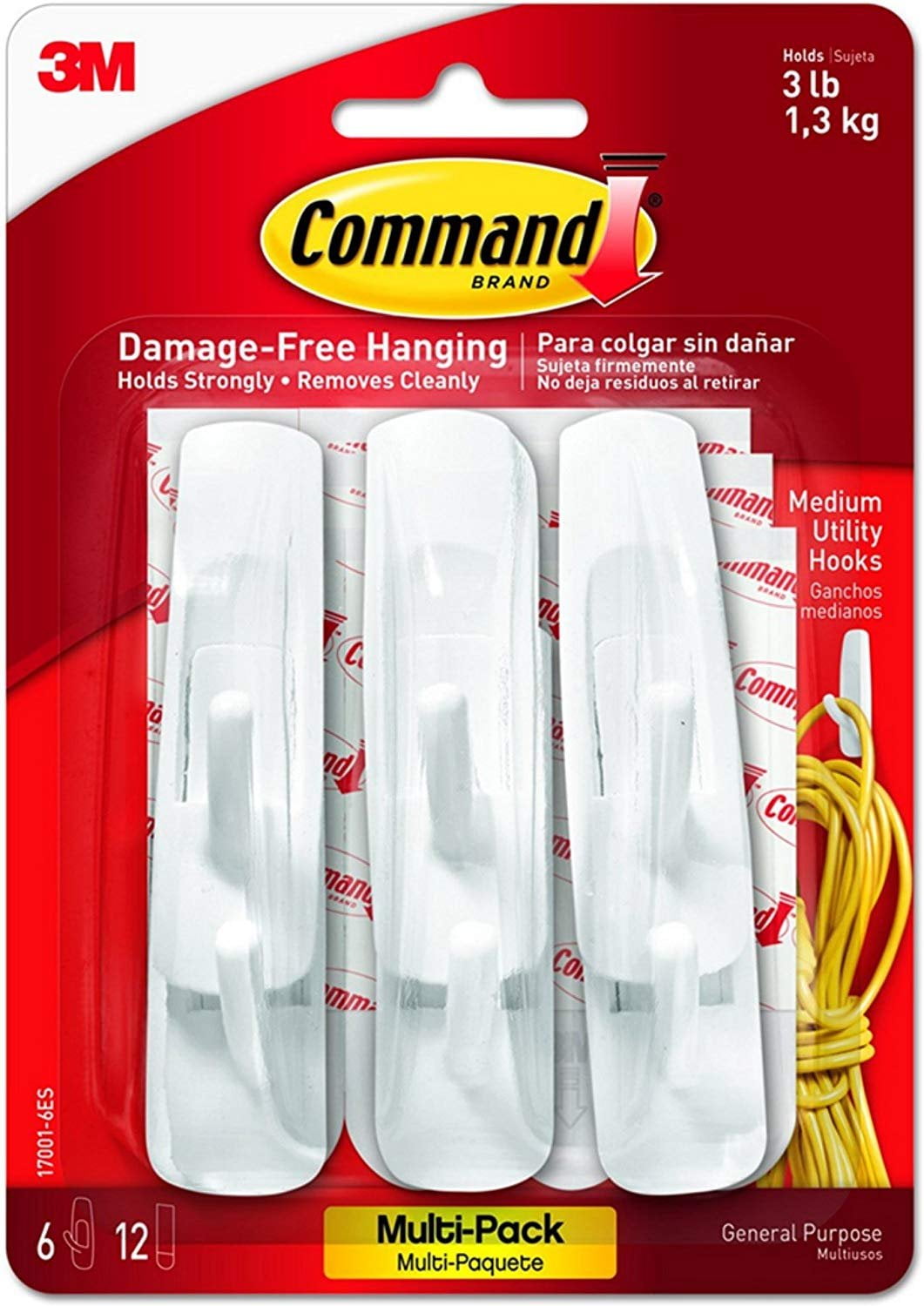 Command Strips 17001VP6PK Medium Command Hooks Value Pack 6 Count