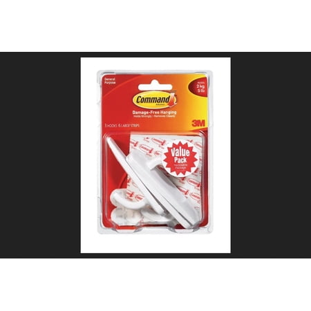 Command Strips 17003-VP-3PK Large Command Utility Hooks With Adhesive Strips 3 Count