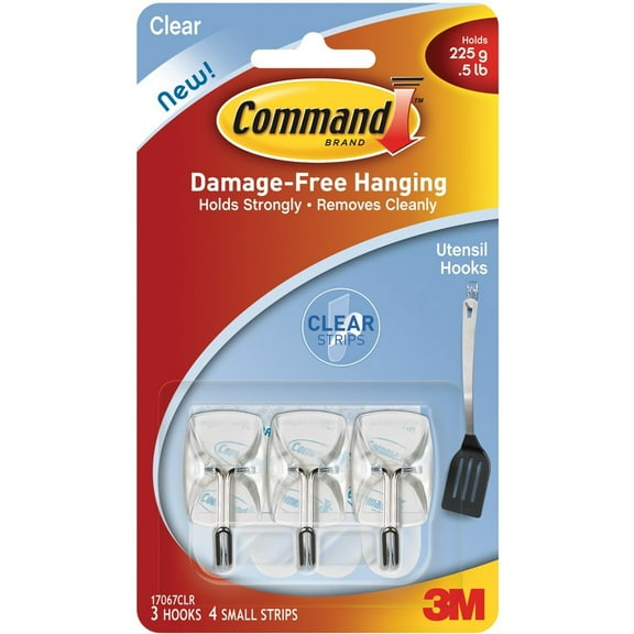 Command Strips 17067CLR Small Clear Wire Hooks 3 Count