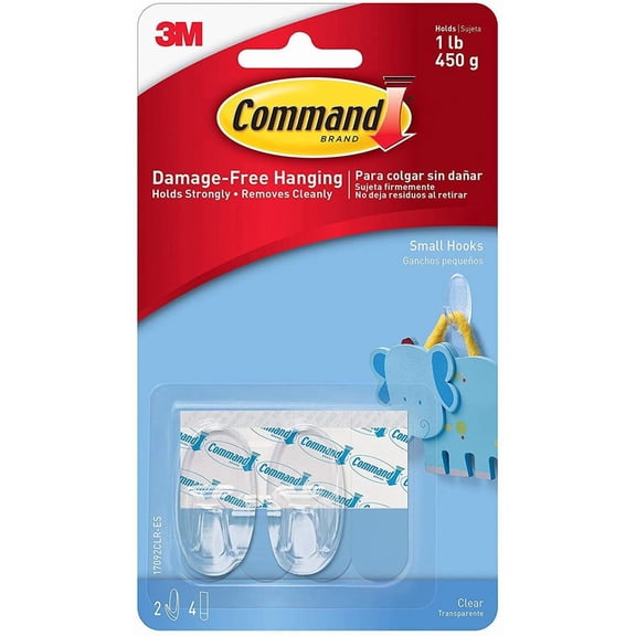 Command Strips 17092CLR Small Clear Command Hooks 2 Count