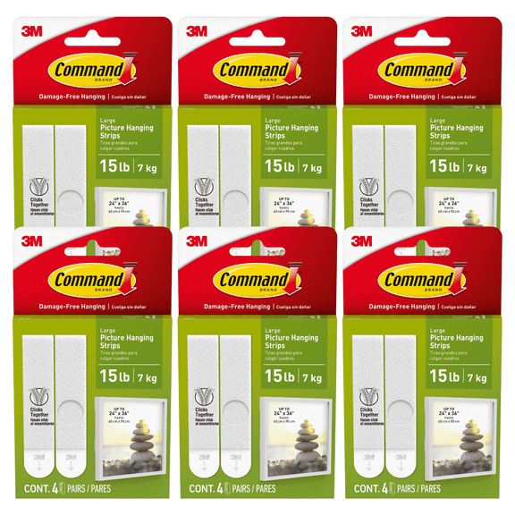 Command Large Picture Hanging Strips: 4 pairs (White) [6-pack] 17206-ES