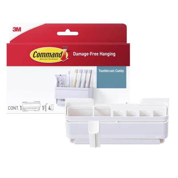 Command™ Toothbrush Caddy, 1 Caddy, 1 Cup Hanger, 4 Large Strips
