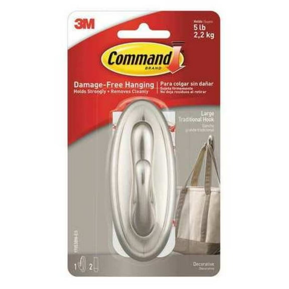 Command Traditional Hook, Brushed Nickel, Large (Pack of 20)