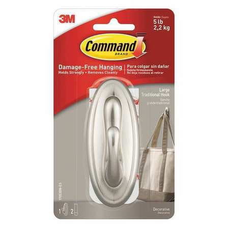 24-pack 3M Command Traditional Hook Brushed Nickel - Large Adhesive Wall Hook - 24 Pack — Interior & Exterior Use, Professional Finish