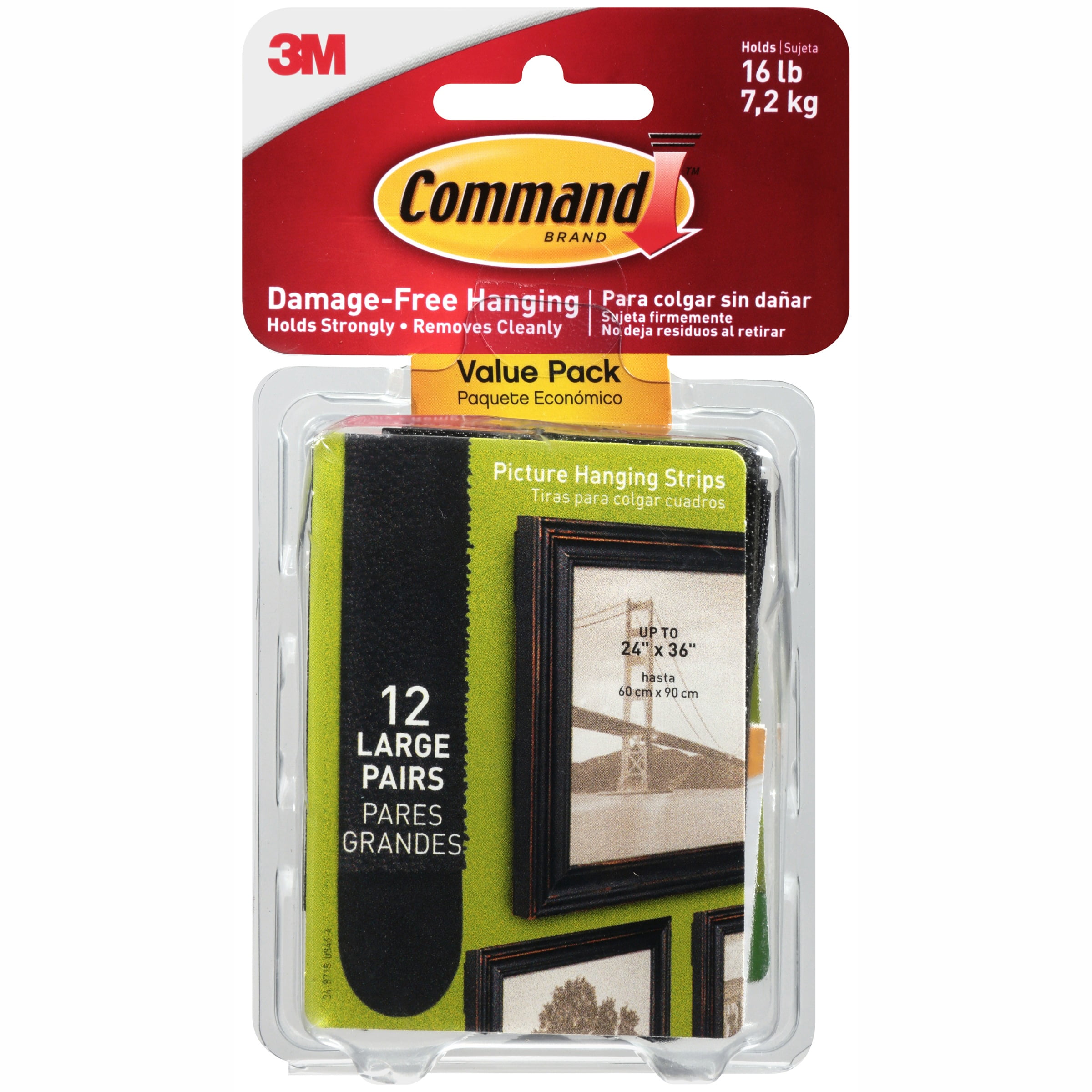Command Large Picture Hanging Strips Value Pack, Black, 12/Pack Command Large Picture Hanging Strips Value Pack, Black, 12/Pack