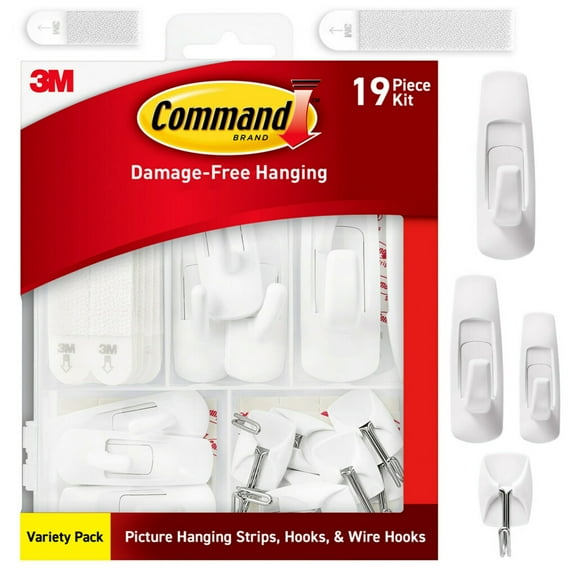 Command Valentine's Decorations Kit, Variety Pack, Holds .5 to 16 lbs, Picture Hangers, Strips, Utility and Wire Hooks, 19 Pieces