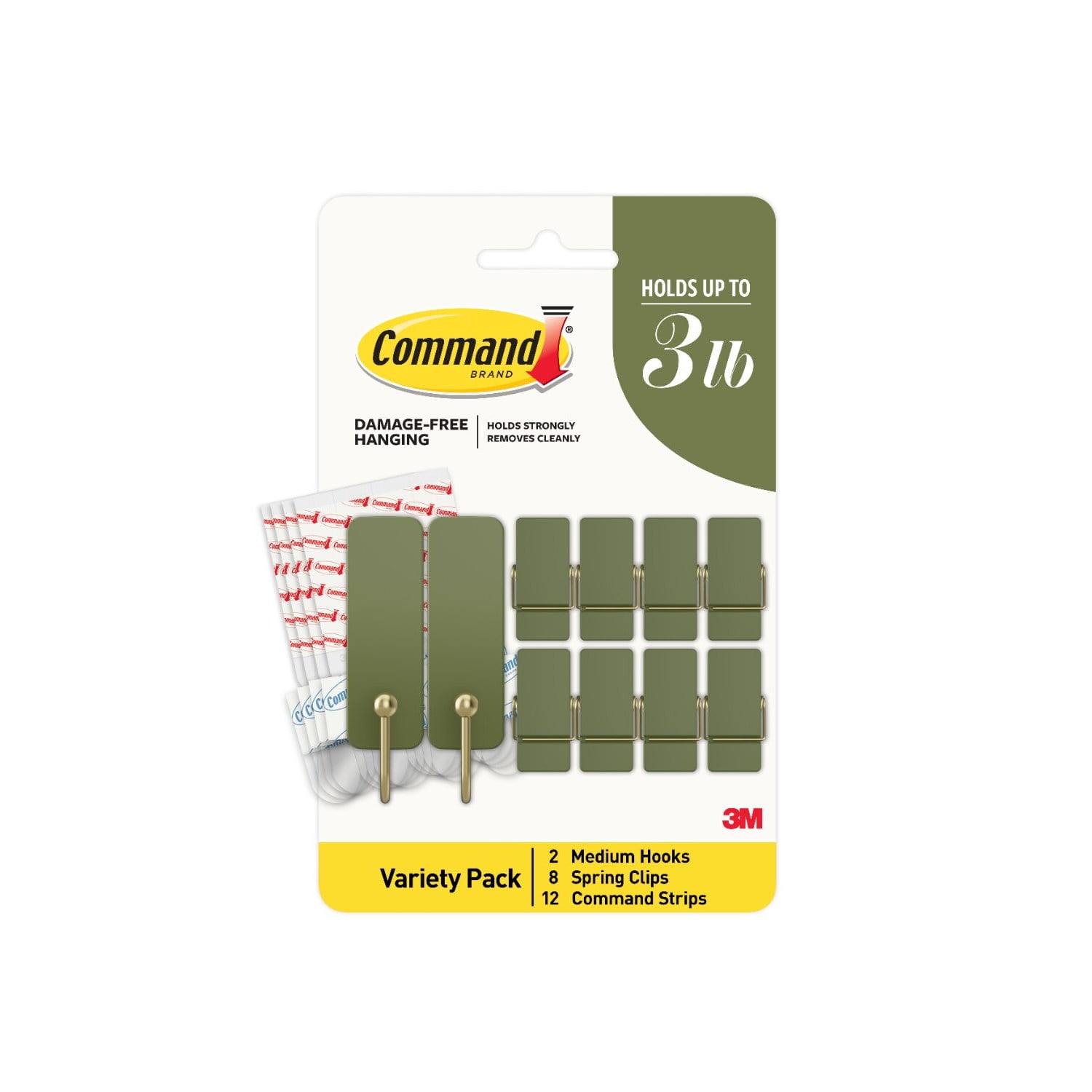 Sage Green Plastic Self-Adhesive Hooks and Clips Pack