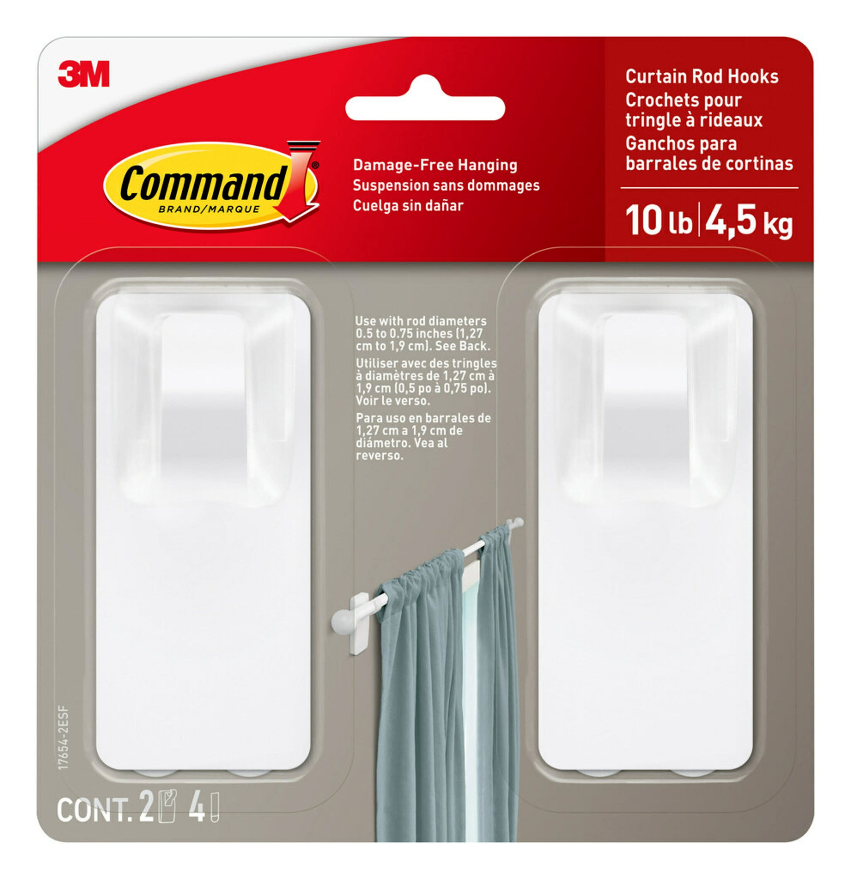 Command Small Wire Hooks 3 hooks 3 sets of 3 - 9 Hooks Total