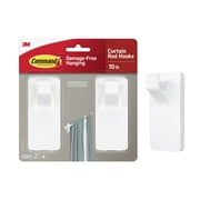 Command White Curtain Rod Hooks, 2 Hooks, 4 Adhesive Strips