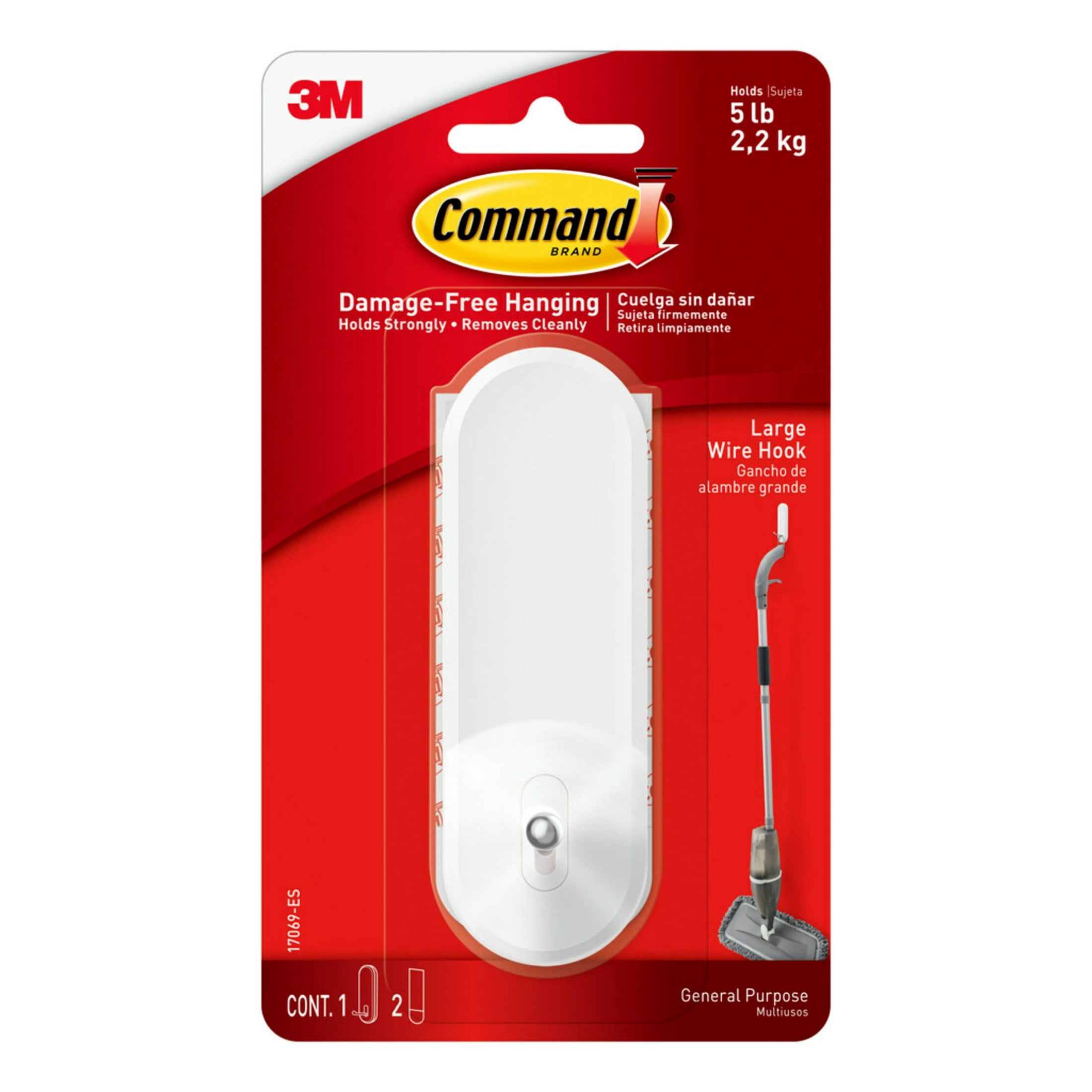 Large White Plastic Adhesive Wire Hook