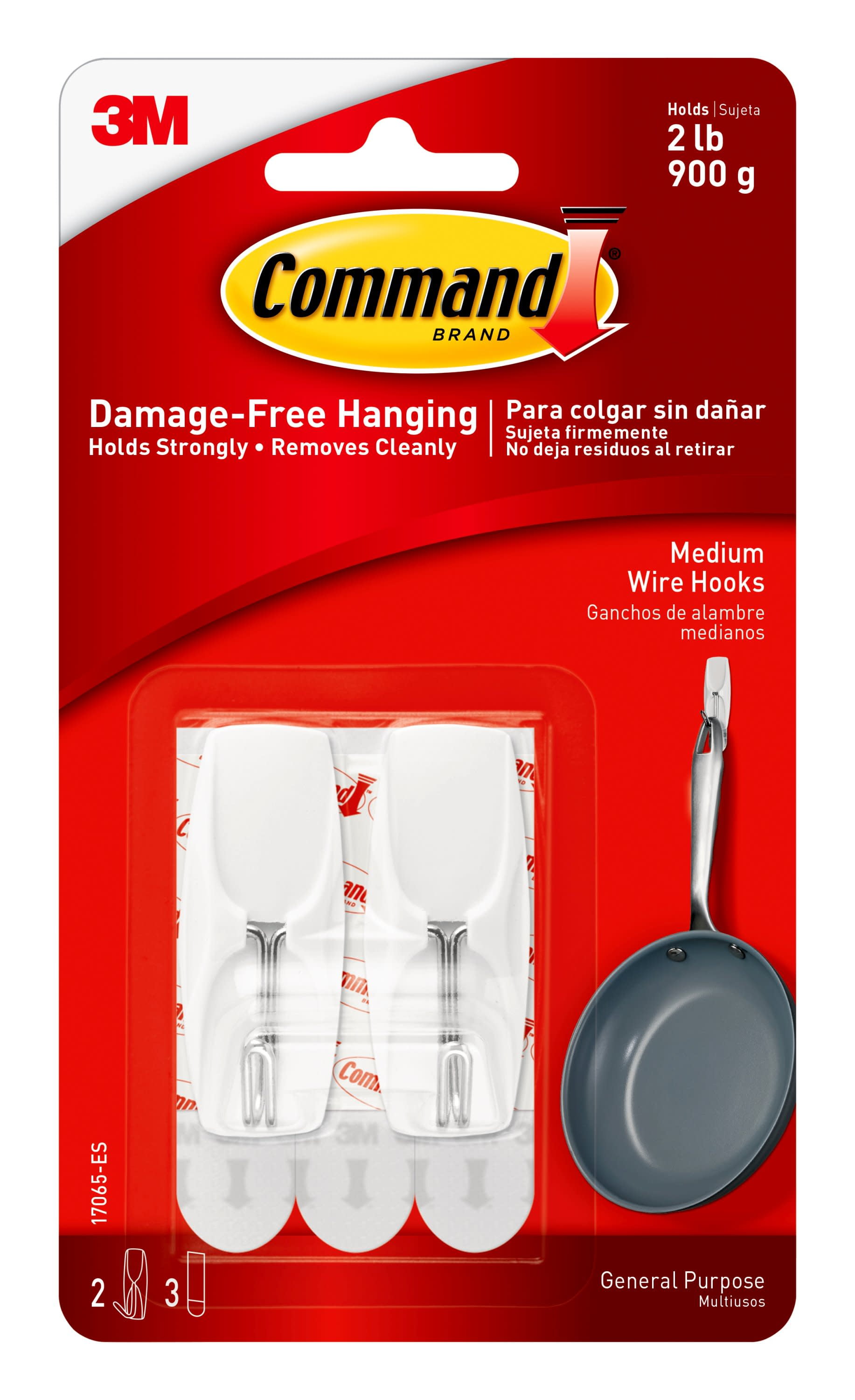 Command Medium Wire Toggle Hooks, White, Damage Free Organizing, 7 Hooks  and 8 Strips 