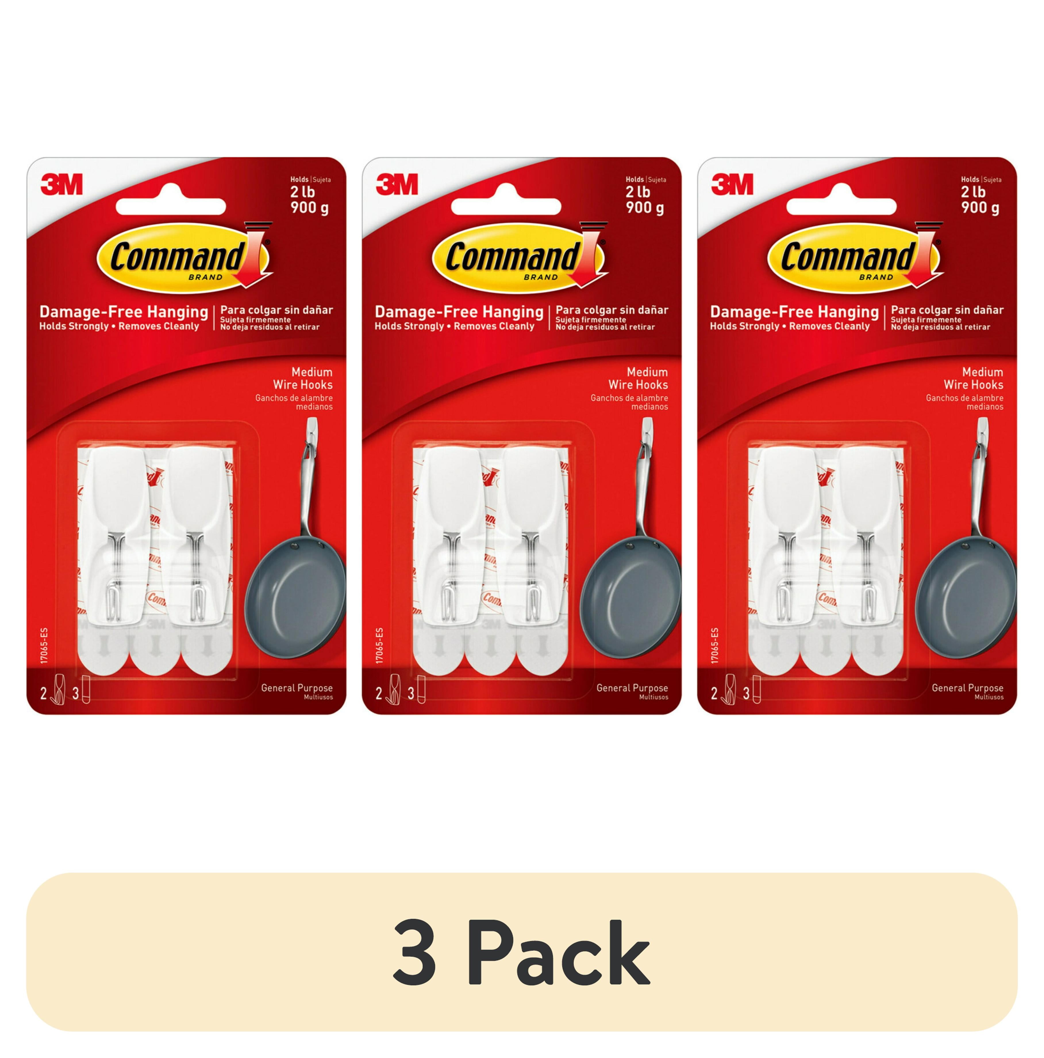 Medium White Plastic and Metal Adhesive Wire Hooks, 2 Pack