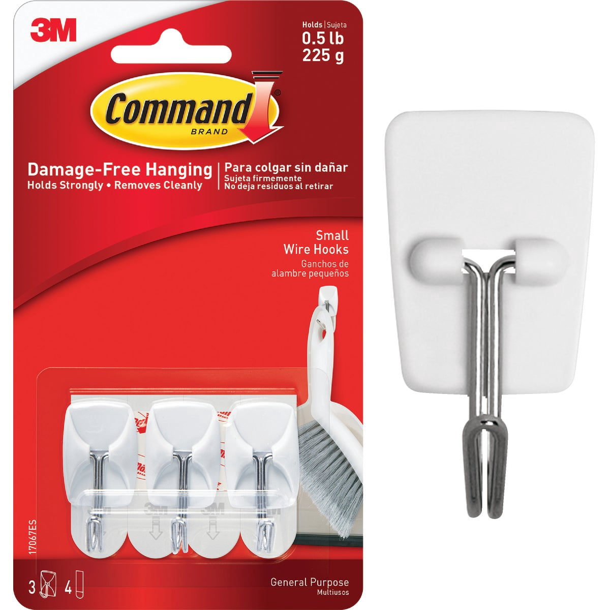 Command Wire Hook Heavy Duty Wall Hooks - Easy Installation, Adhesive - 14 Pack, White