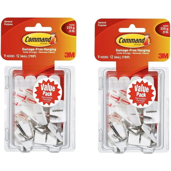 Command Wire Hooks - Damage Free, Holds 0.5 Lb - 18 Pieces, Small, White — Indoor & Outdoor Use, NEC-Compliant