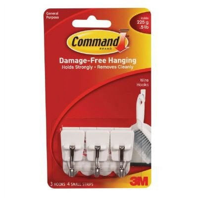 Command Wire Hooks, Small, White, 3-Hooks (Pack of 32) 
