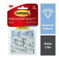 Command Wire Toggle Hooks, Clear, Medium, 6 Wall Hooks, Damage-Free Hanging