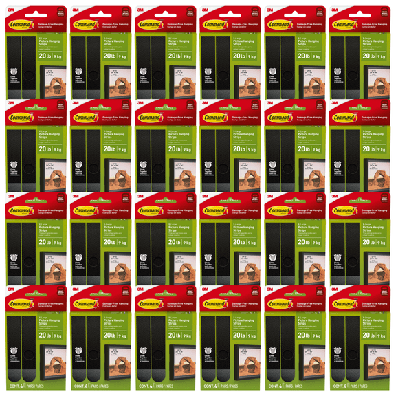 Command X-Large Picture Hanging Strips: 4 pairs (Black) [24-pack] 17217BLK-ES