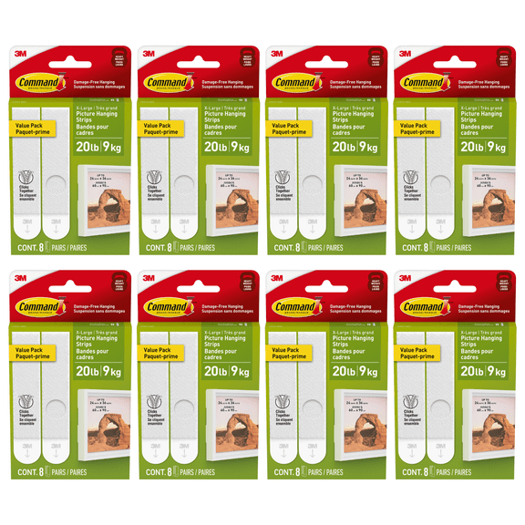 Command X-Large Picture Hanging Strips: 8 pairs (White) [8-pack] 17217-8EF