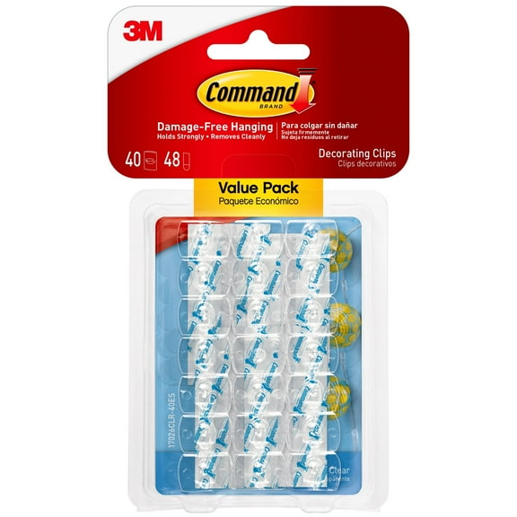 Command by 3m damage-free mini decorating clips, clear, use 1 clip to hang 2 feet of lights, indoor, 2 pack