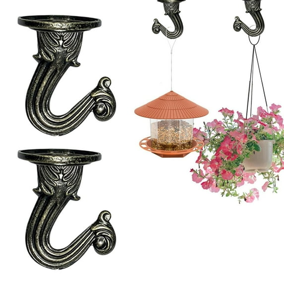 Command hooks Ceiling Hooks For Hanging Plants Bird Feeders Wall Mount Hooks For Hanging Flower Pot Wind Chimes Indoor & Outdoor Heavy Duty Garden Hanger