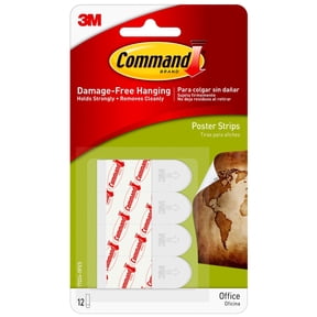 Command poster strips, white, small, 12 strips/pack, 4 pack