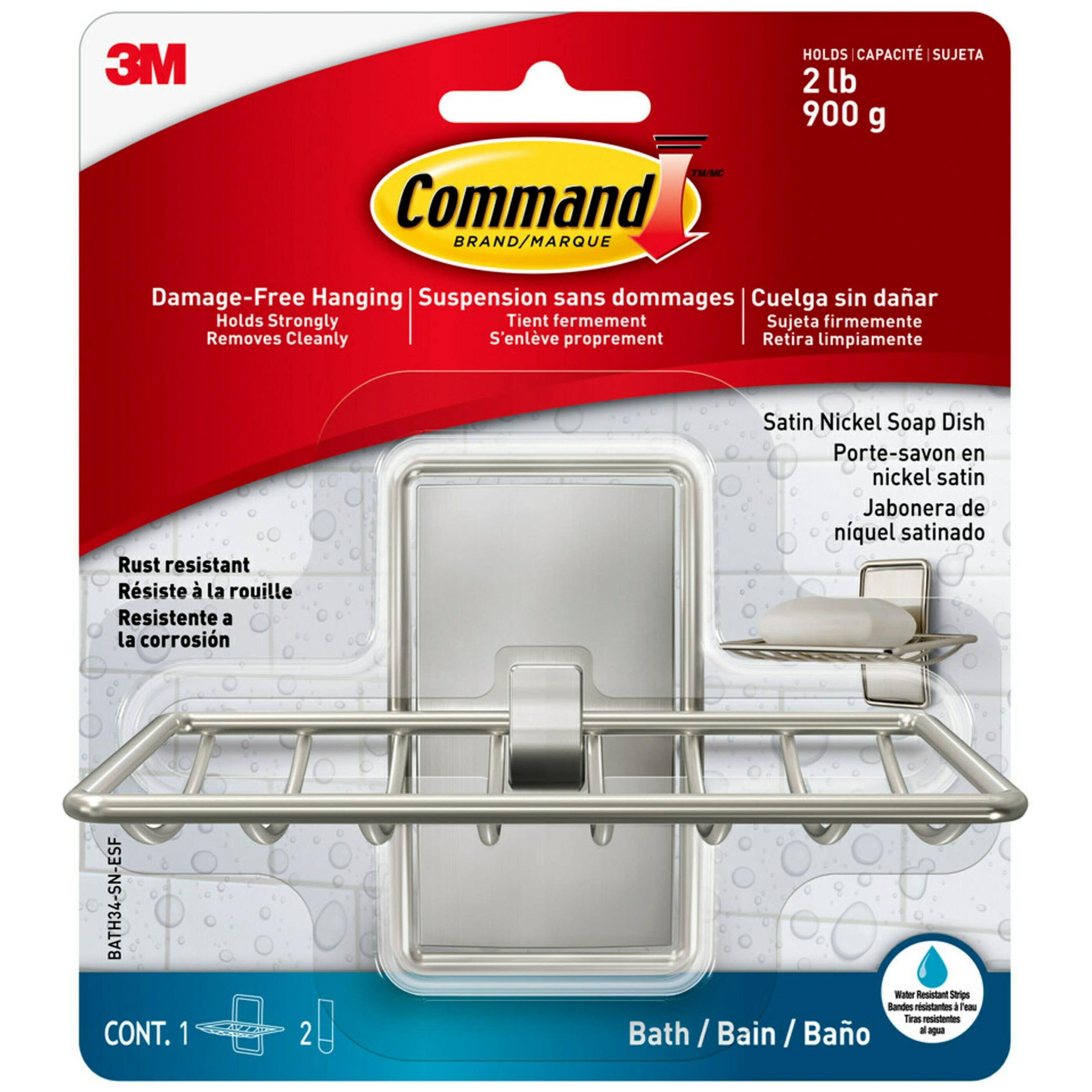 Command Bath Set, 1 Caddy, 1 Soap Dish, 1 Razor Holder, 2 Hooks, 6 Medium  and 4 Large Strips 