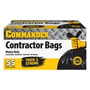 Commander 55 Gallon 2 MIL (eq) Heavy Duty Contractor Bags with Flap Ties - 36" x 56" with flaps - Pack of 20 - For Contractor, Industrial, & Outdoor