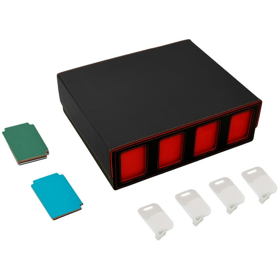 Commander Card Deck Case With Viewing Windows Magnetic Closure Game Cards Box 4 Rows Trading Card Storage Box With Dividers and Supporters for Game Cards