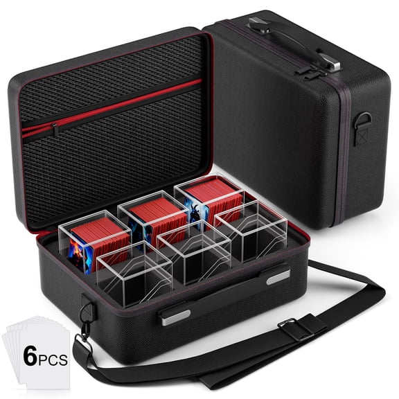 Commander Deck Box with Portable Case, Pack of 6 Clear Commander Deck Boxes with 6 Dividers, Holds 600+ Double Sleeve Cards, Suitable for MTG, YuGiOh, TCG