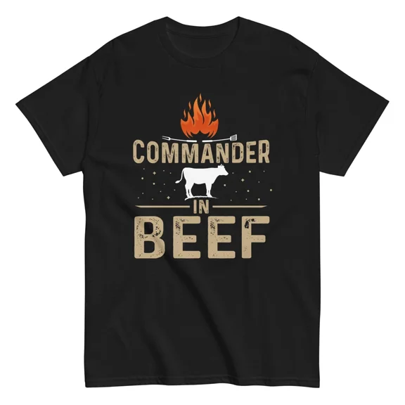 Commander In Beef BBQ Grill Master Outdoor Cooking Chef Barbecue Unisex T Shirt, S-5XL